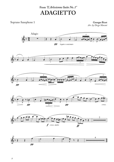 Adagietto from "L'Arlesienne Suite No. 1" for Saxophone Ensemble (arr. Diego Marani)