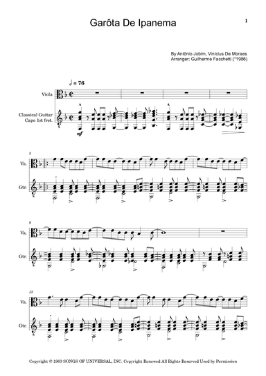 Garôta De Ipanema (arr. Guilherme Facchetti)