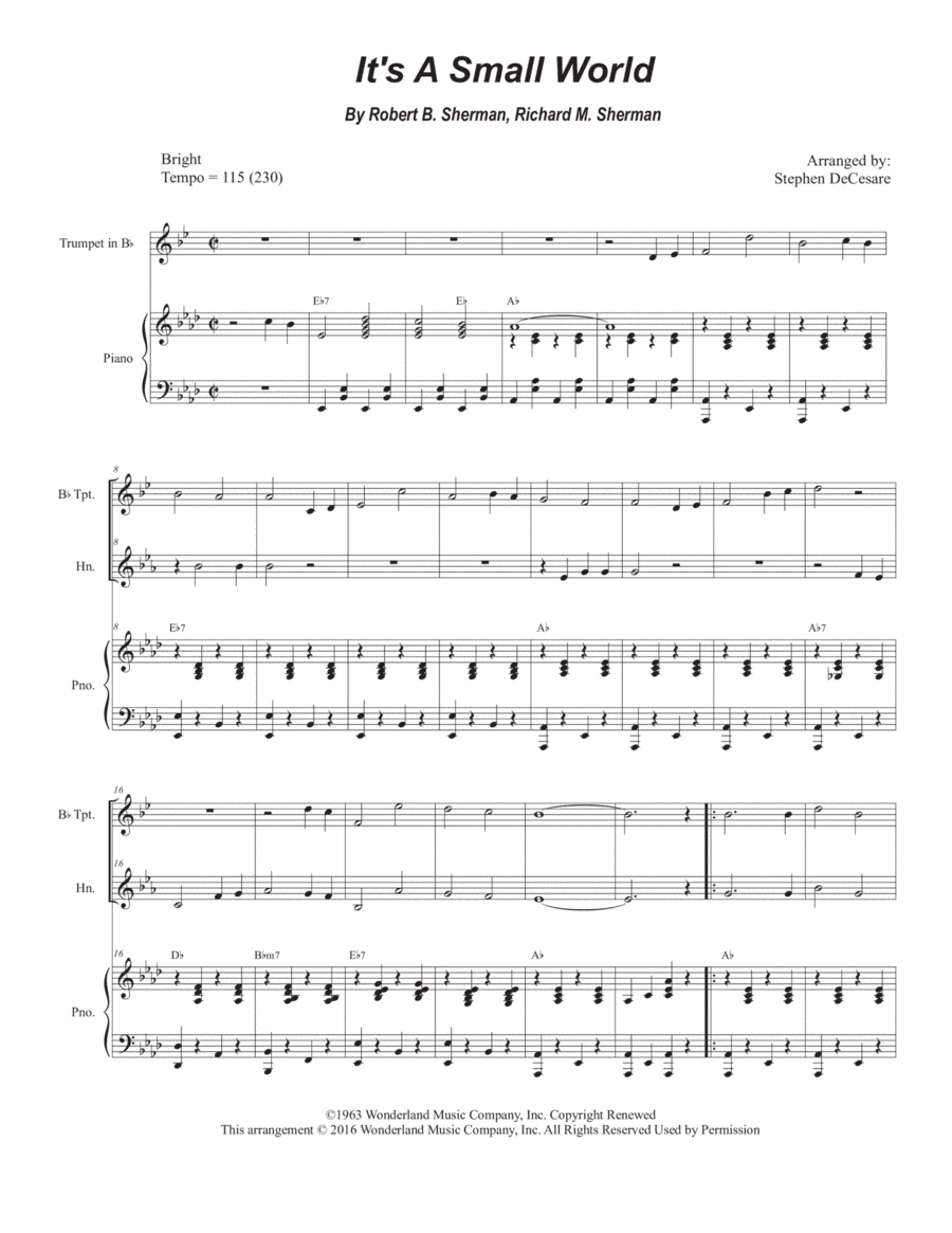 It's A Small World (arr. Stephen DeCesare)