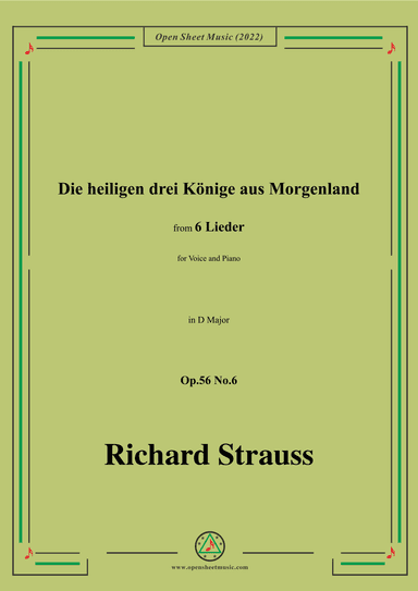 Richard Strauss-Die heiligen drei Könige aus Morgenland,in D Major (arr. OSM Press)