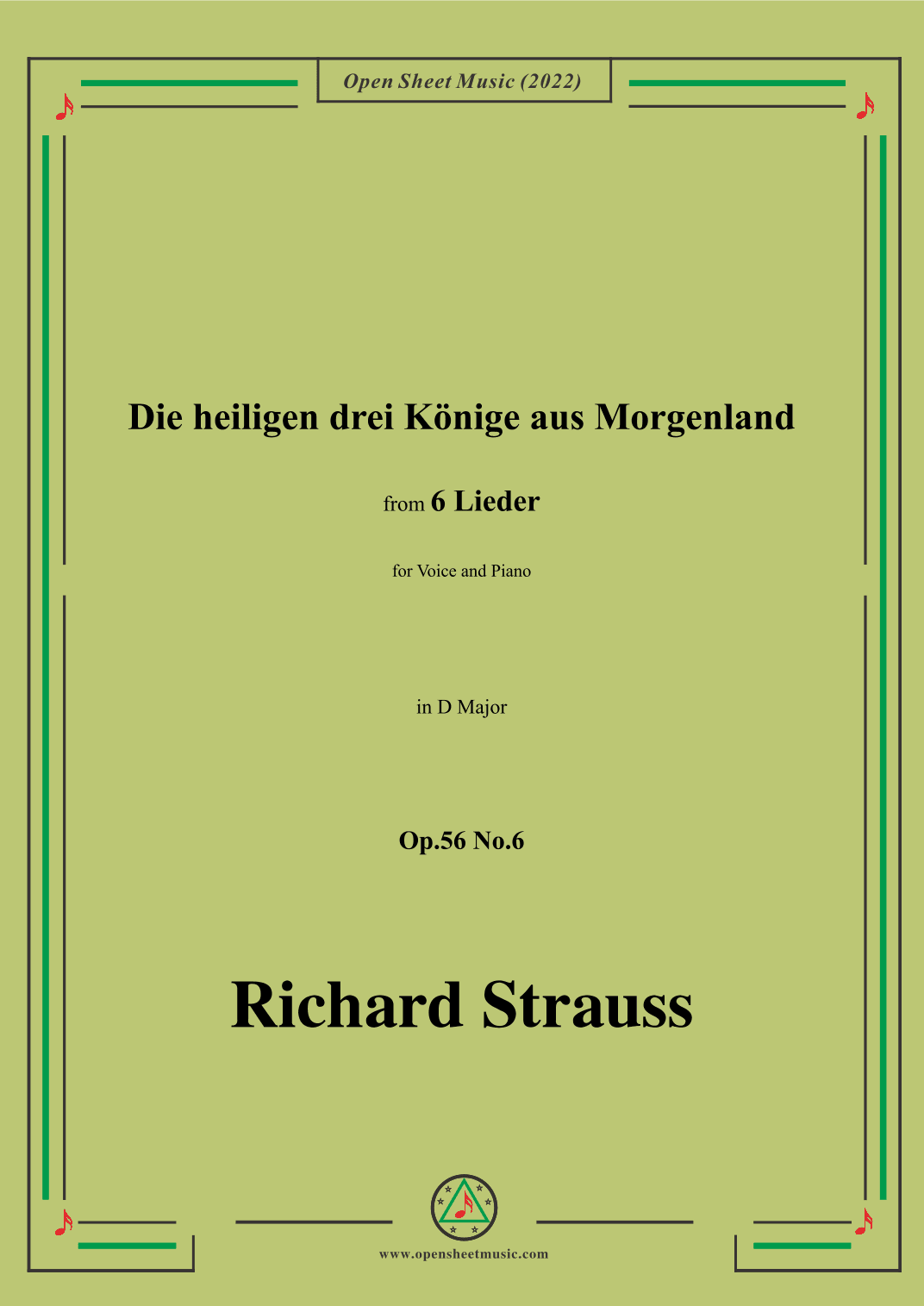 Richard Strauss-Die heiligen drei Könige aus Morgenland,in D Major (arr. OSM Press)