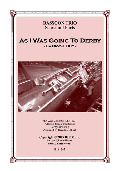 As I Was Going To Derby - Bassoon Trio Score  and Parts PDF (arr. Brendan Elliget MAGA 537)