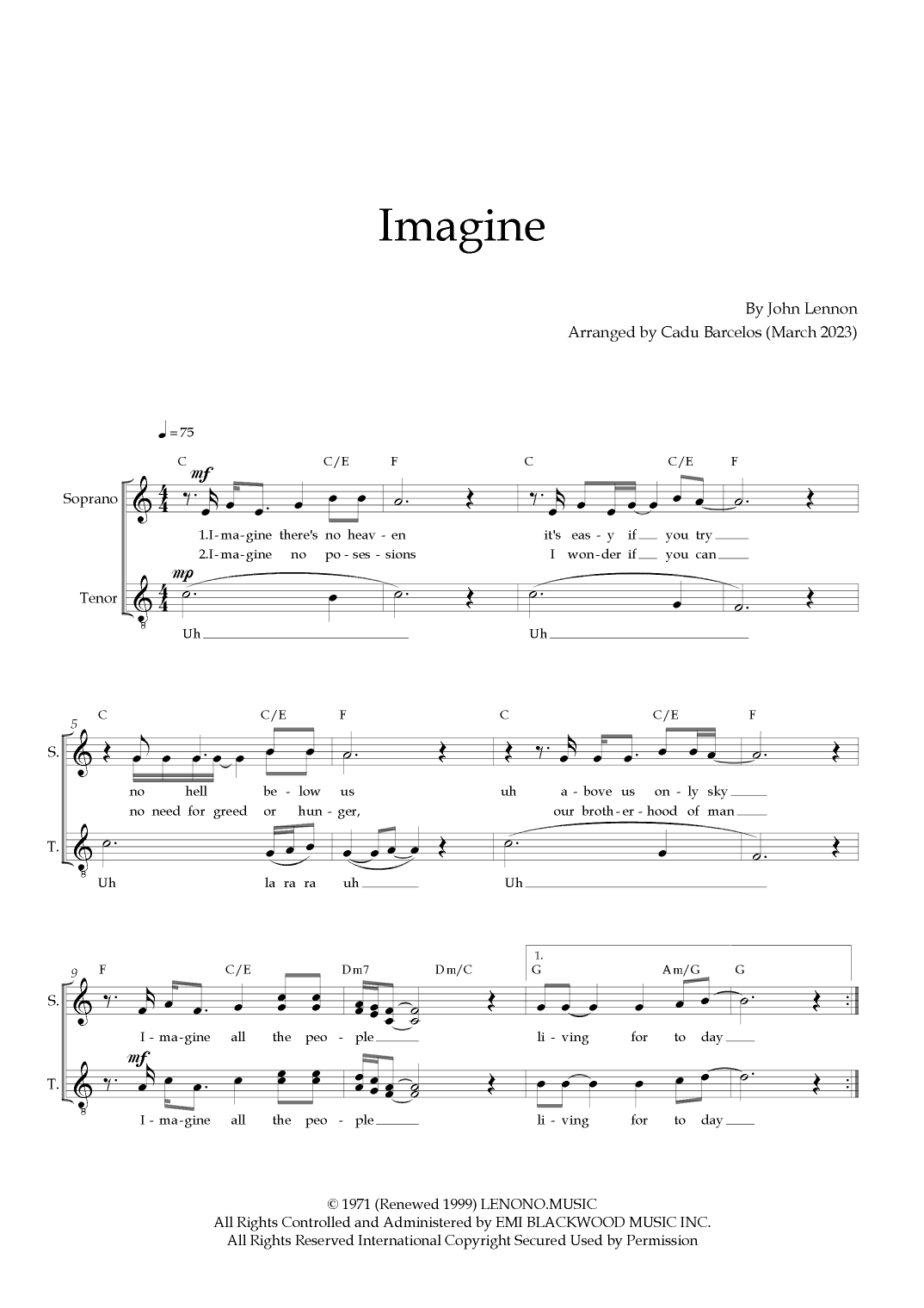 Imagine (arr. Cadu Barcelos)