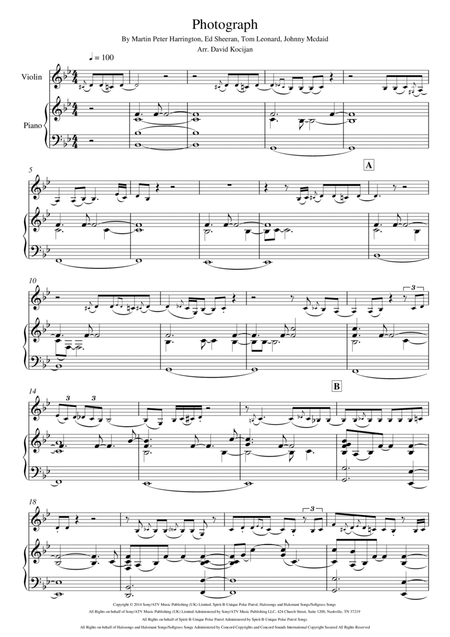 Photograph (arr. David Kocijan)