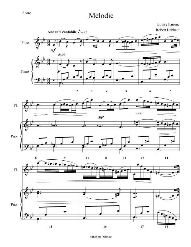 Melodie for Flute and Piano (arr. Robert Debbaut)