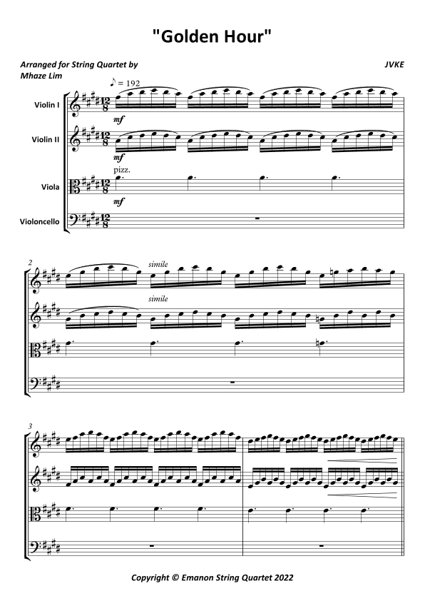 Golden Hour (arr. Mhaze Lim)