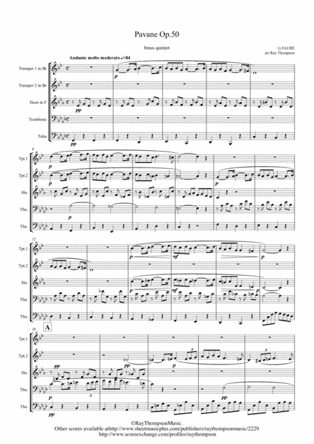 Fauré: Pavane Op.50 (transposed into F minor) - brass quintet (arr. Ray Thompson)