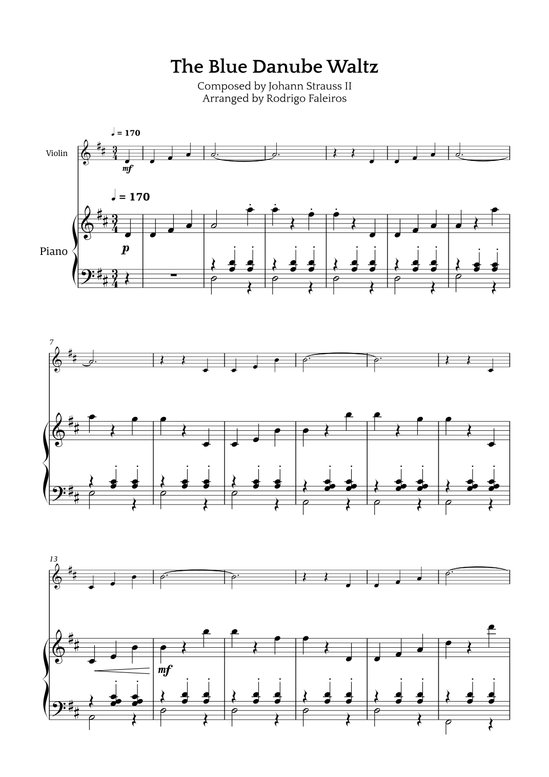 The Blue Danube Waltz (arr. Rodrigo Faleiros)