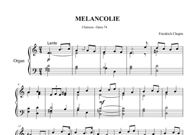Chopin, MELANCOLIE, OP. 74, Chanson (arr. Renato Tagliabue)