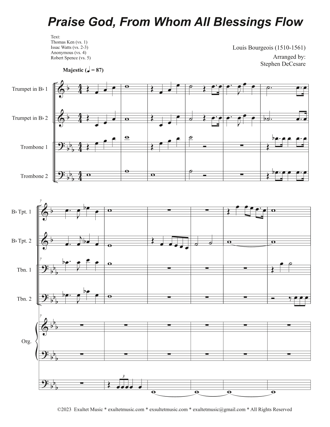 Praise God, From Whom All Blessings Flow (Unison Choir - Med. Key) (Full Score - Alt.) - Score Only (arr. Stephen DeCesare)