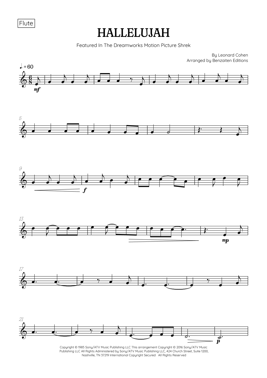 Hallelujah (arr. Benzaiten Editions)