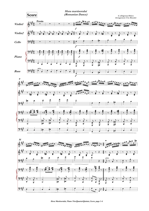 Hora martisorului (Romanian Dance) Version in f# minor (arr. Uwe Roessler / Rössler / Rassler)