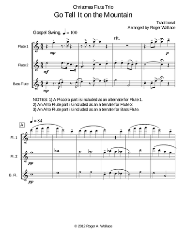 Go Tell It on the Mountain (Flute Trio) (arr. Roger Wallace)
