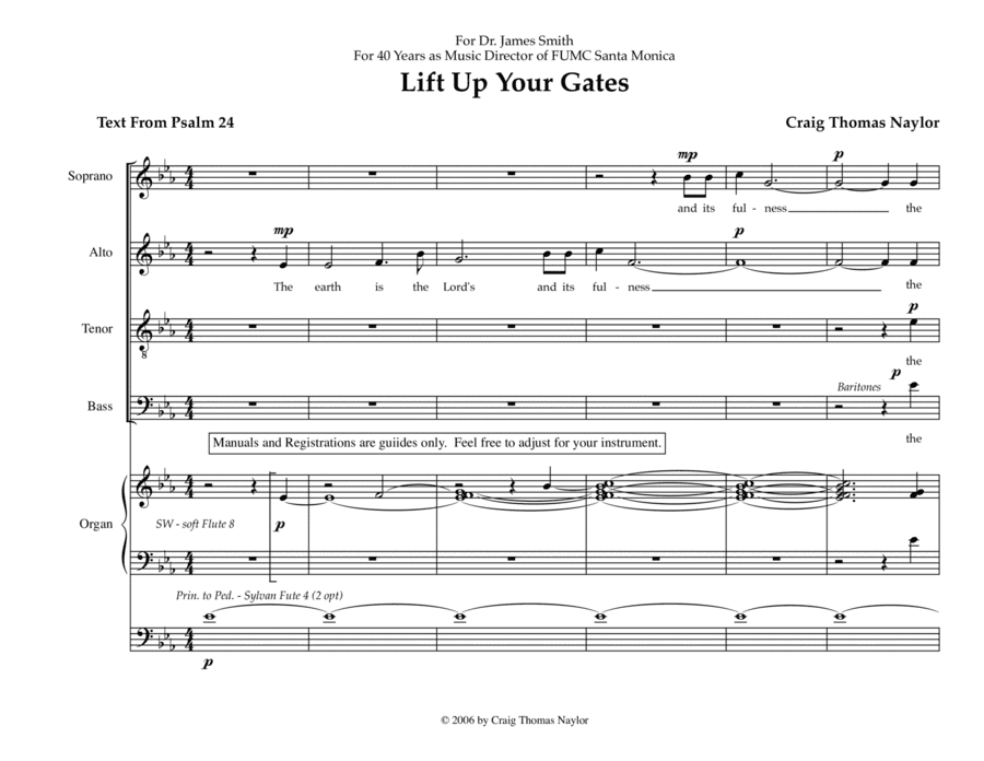 Lift Up Your Gates -SATB (8.5 x 11 portrait) and Organ (8.5 x 11 landscape)