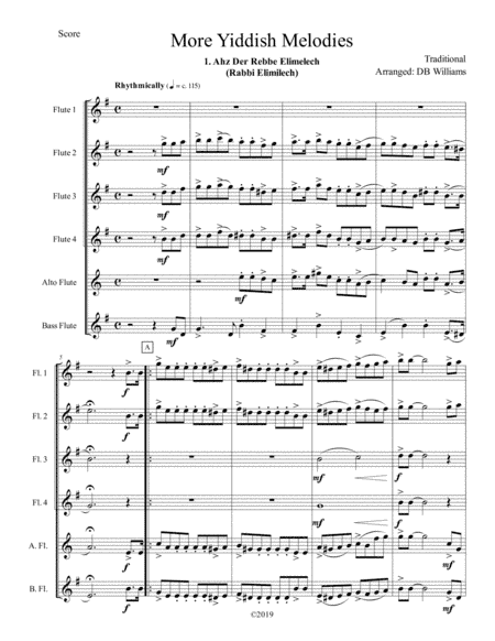 More Yiddish Melodies (Flute Choir) (arr. DB Williams)