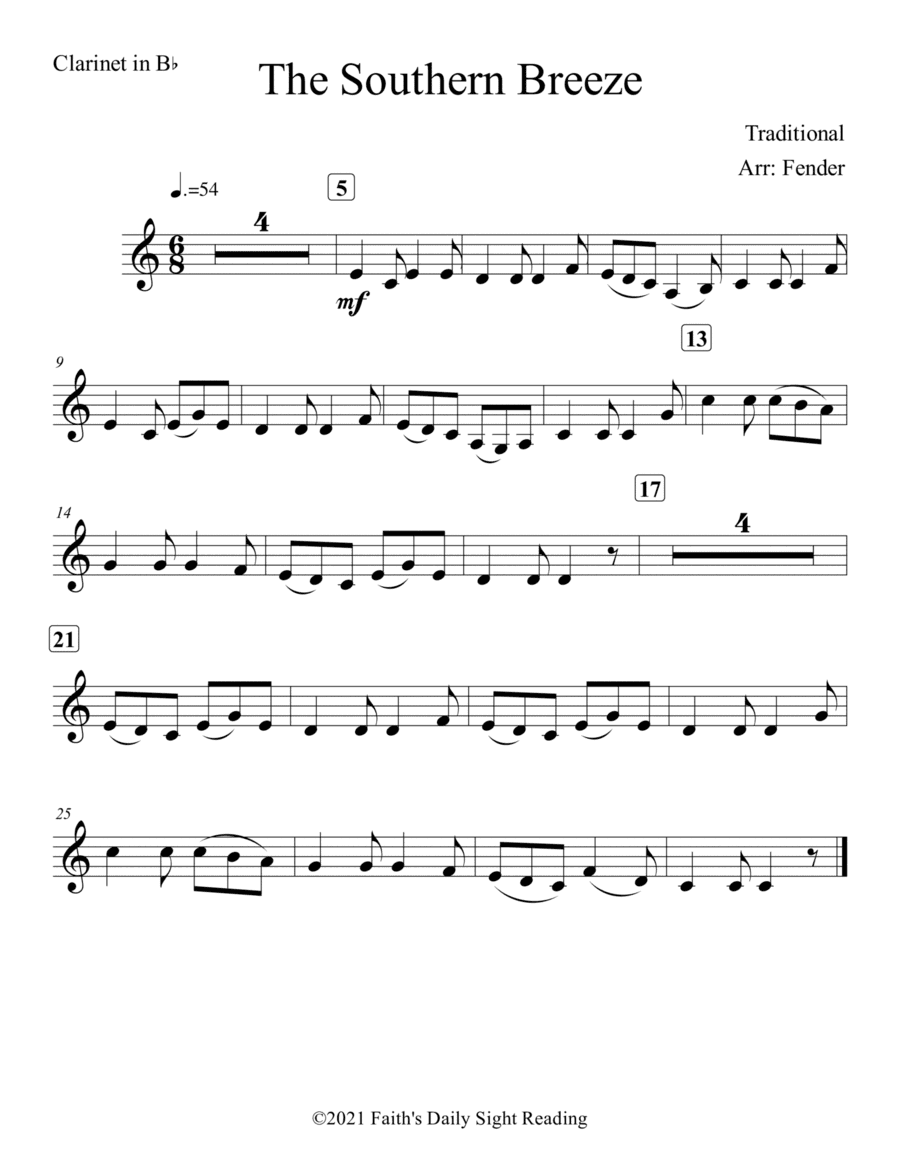 The Southern Breeze (Easy) (For Clarinet and Piano) (arr. Jerremy Fender)