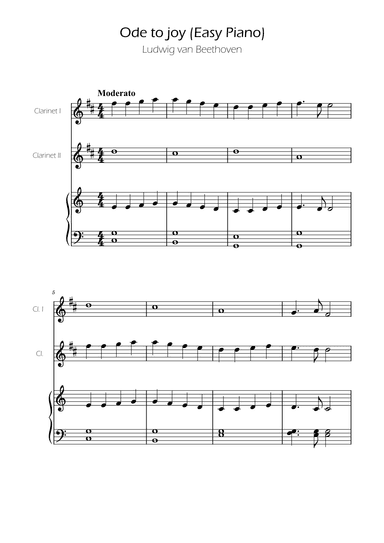 Ode To Joy - Easy Clarinet Duet w/ piano accompaniment (arr. Ygor Nunes)