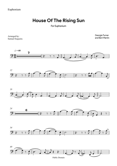 House of the Rising Sun - for Euphonium BC - with play along (arr. Samuel Sequeira)