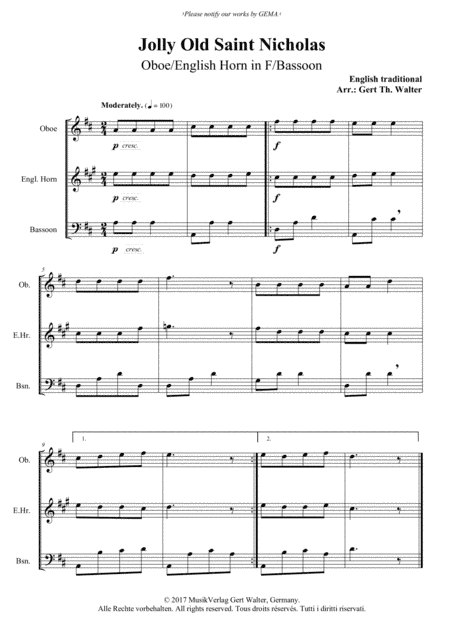Jolly Old Saint Nicholas (arr. Gert Th. Walter)