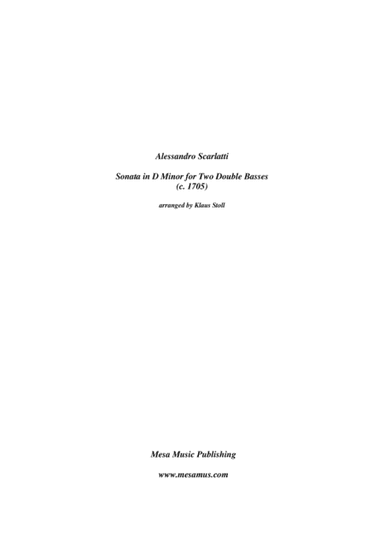 Allesandro Scarlatti, Sonata in D Minor,  transcribed and edited by Klaus Stoll (arr. Klaus Stoll)