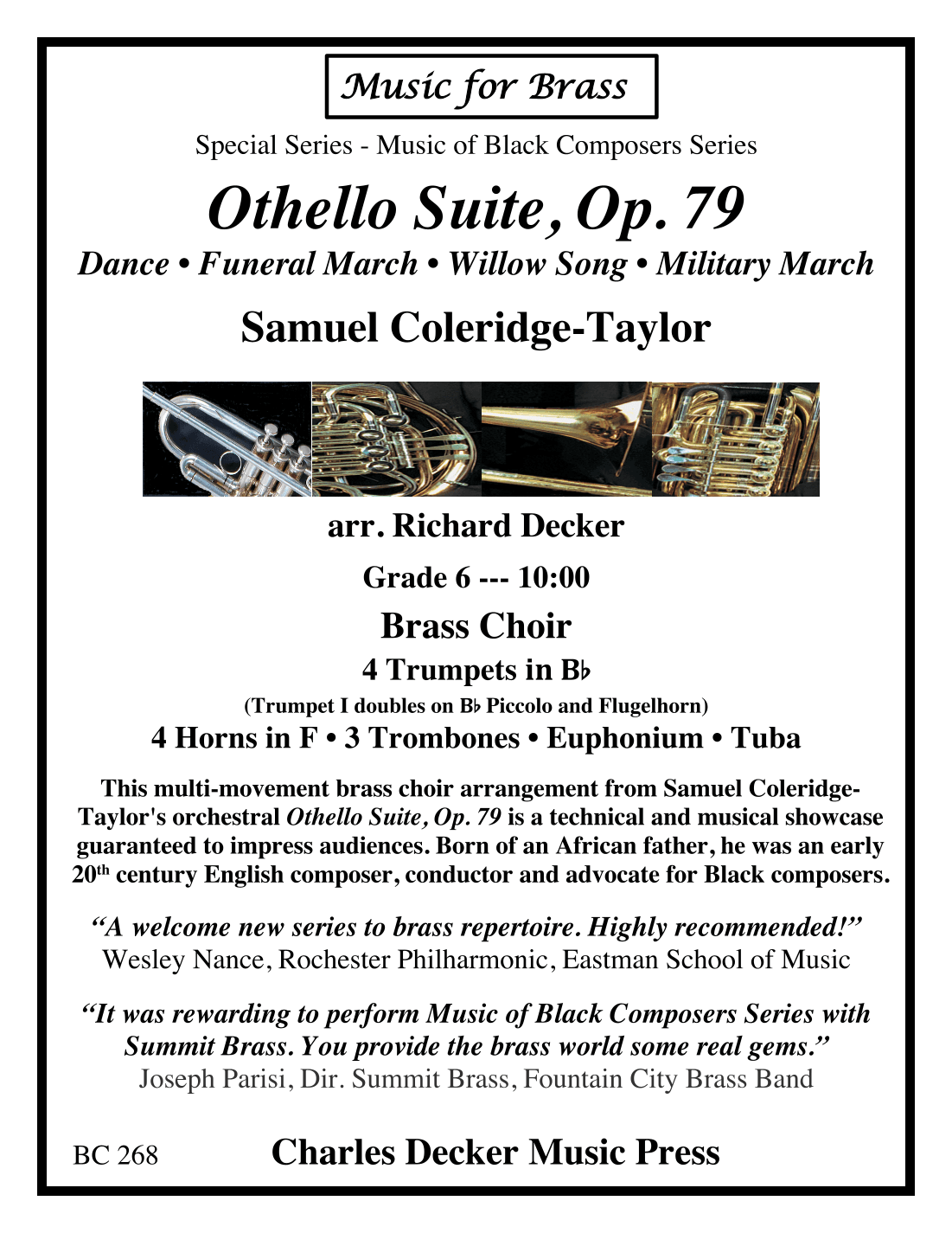Othello Suite, Op. 79 for Brass Choir (arr. Richard Decker)