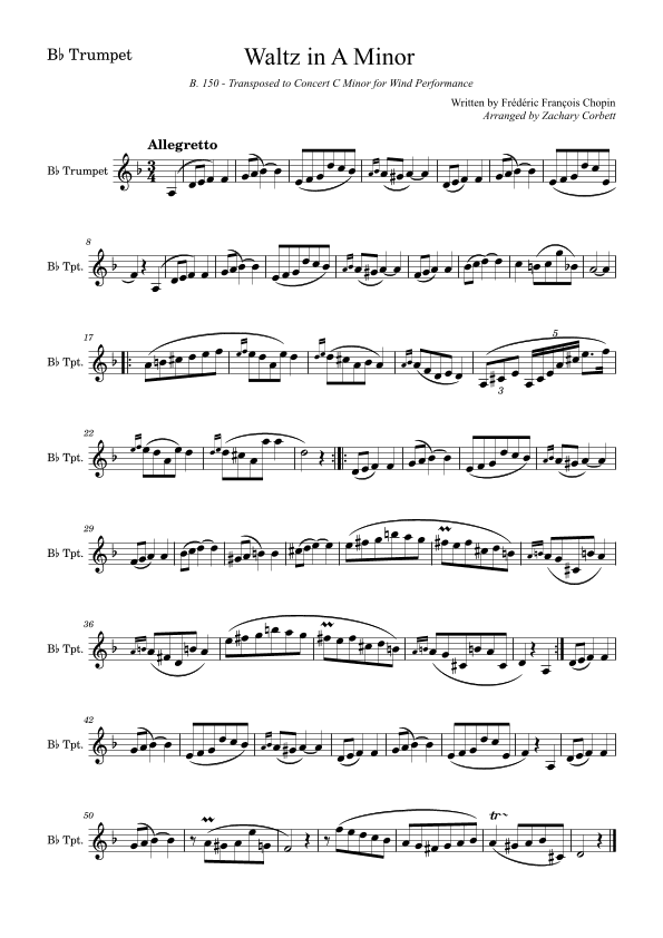 Waltz in A Minor B150 (arr. Zachary Corbett)