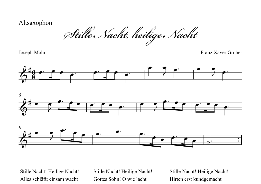 Stille Nacht (Holy Night) - Alto Sax (arr. Albrecht Kuch-Weidenbrück)