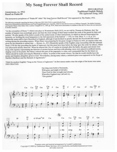 My Song Forever Shall Record (arr. Lyndell Leatherman)
