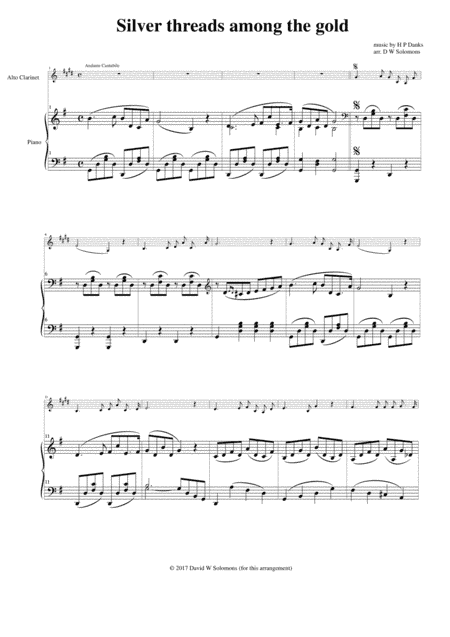 Silver threads among the gold for alto clarinet and piano (arr. David Warin Solomons)