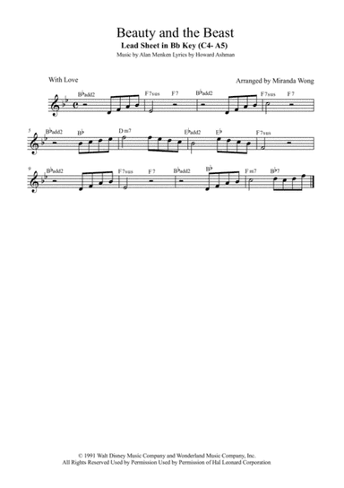 Beauty And The Beast (arr. Miranda Wong)