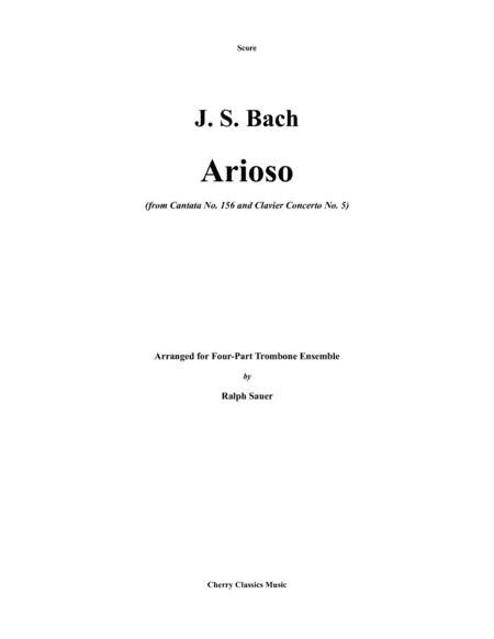 Arioso from Cantata No. 156 & Clavier Concerto No. 5 (arr. Ralph Sauer)