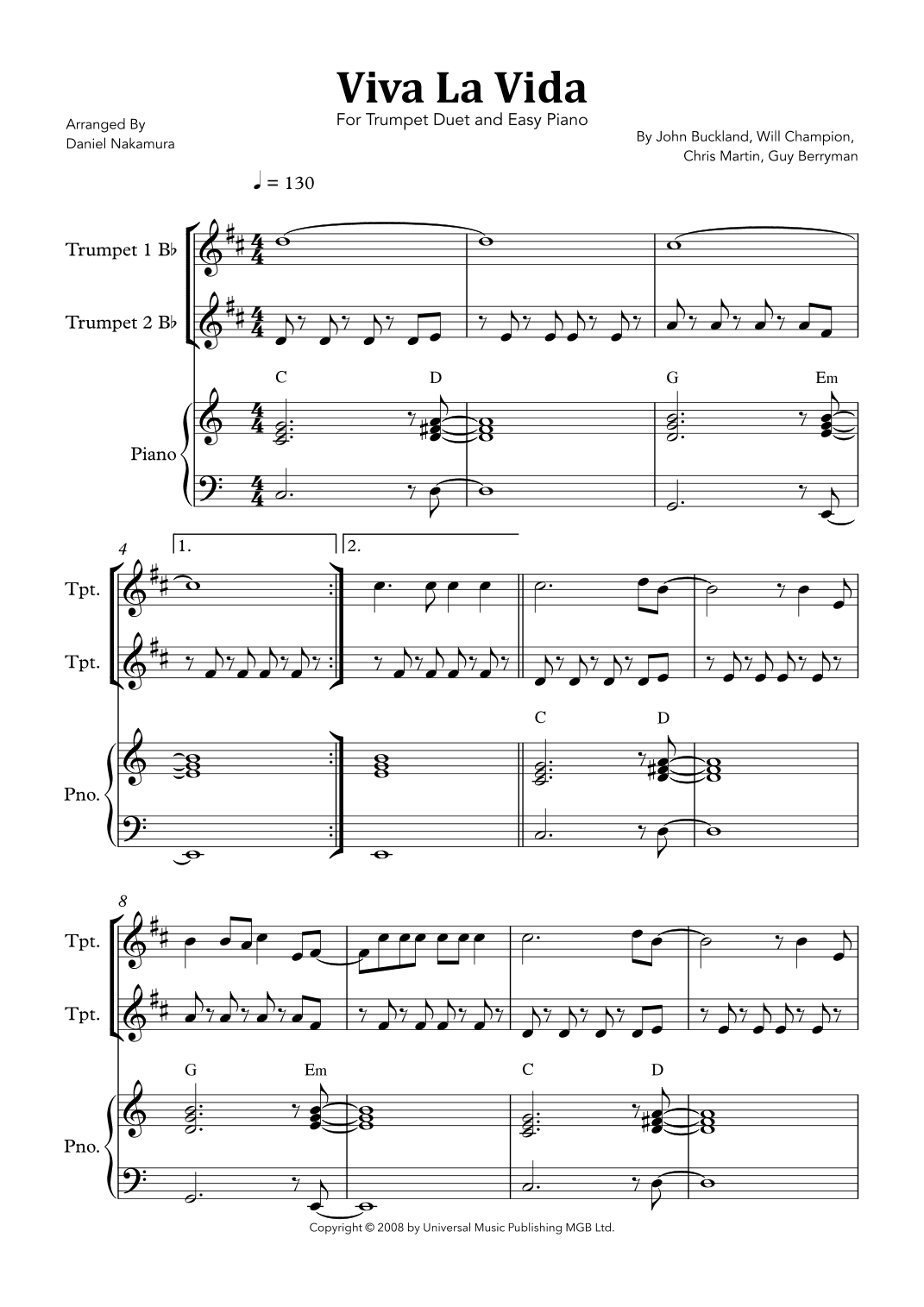 Viva La Vida (arr. Daniel Nakamura)