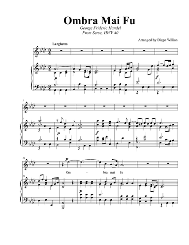 Ombra Mai Fu, Ab Major (arr. Diego Willian)