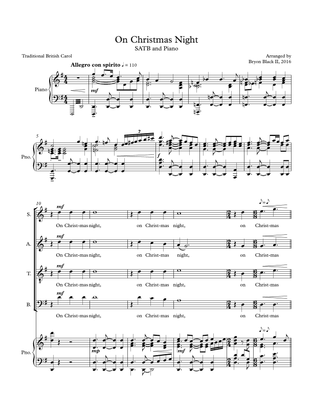 On Christmas Night (arr. Bryon Black II)