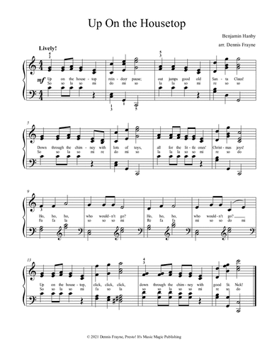 Up on the Housetop (standard notation, early intermediate) (arr. Presto! It's Music Magic Publishing)