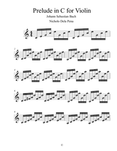 Prelude in C Bach for Violin (arr. Nicholo Dela Pena)