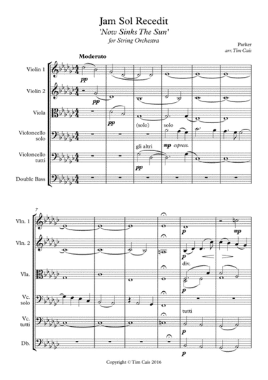 Parker: Jam Sol Recedit (Now sinks the Sun) - String Orchestra (arr. Tim Cais)