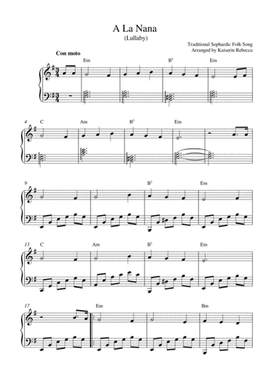 A La Nana (Lullaby) (arr. Kaiserin Rebecca)