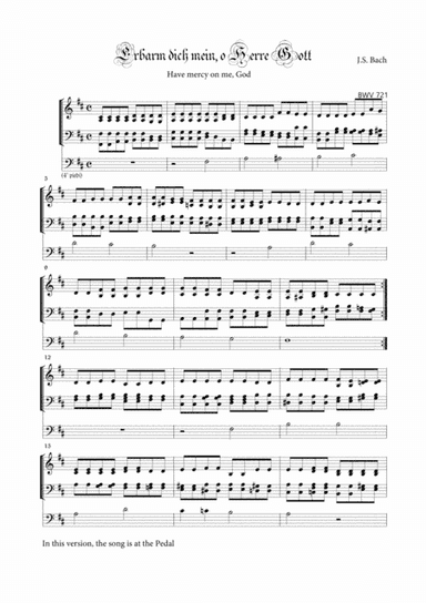 BACH J.S. - BWV 721 - ERBARM DICH MEIN, O HERRE GOTT - For organ (arr. Marcello Meneguzzo)