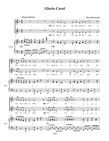 Gloria Carol (2 Part with Piano Accompaniment)