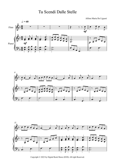 Tu Scendi Dalle Stelle - Alfons Maria De Liguori (Flute + Piano) (arr. Digital Book Music)
