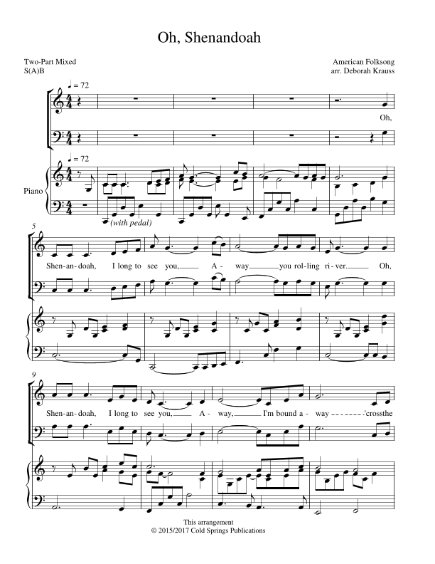 Oh, Shenandoah (Two-Part Mixed) (arr. Deborah Krauss)