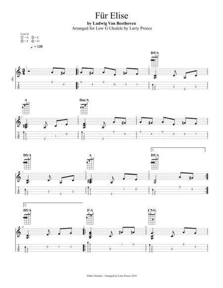 Fur Elise (Fingestyle Ukulele (arr. Larry Preece)