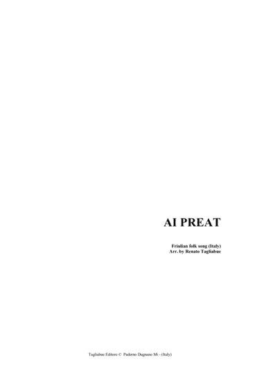 AI PREAT - Friulian folk song (Italy) (arr. Renato Tagliabue)
