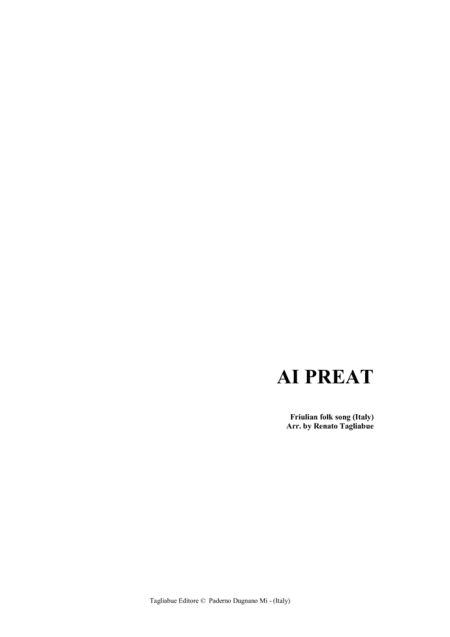 AI PREAT - Friulian folk song (Italy) (arr. Renato Tagliabue)