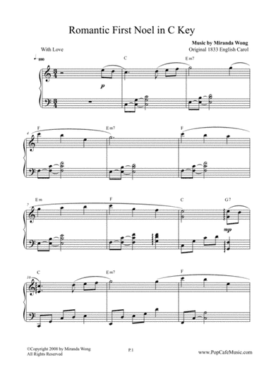 Romantic First Noel  + Romantic Silent Night ( Touching Piano Version in C Key) (arr. Miranda Wong)