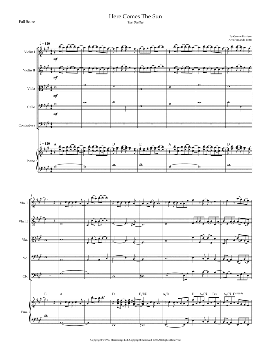Here Comes The Sun (arr. Fernando Britto)