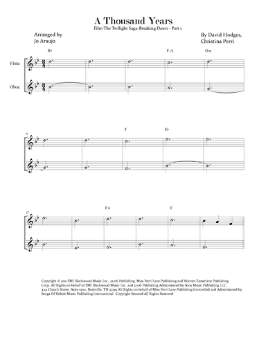 A Thousand Years (arr. Jo Araujo)