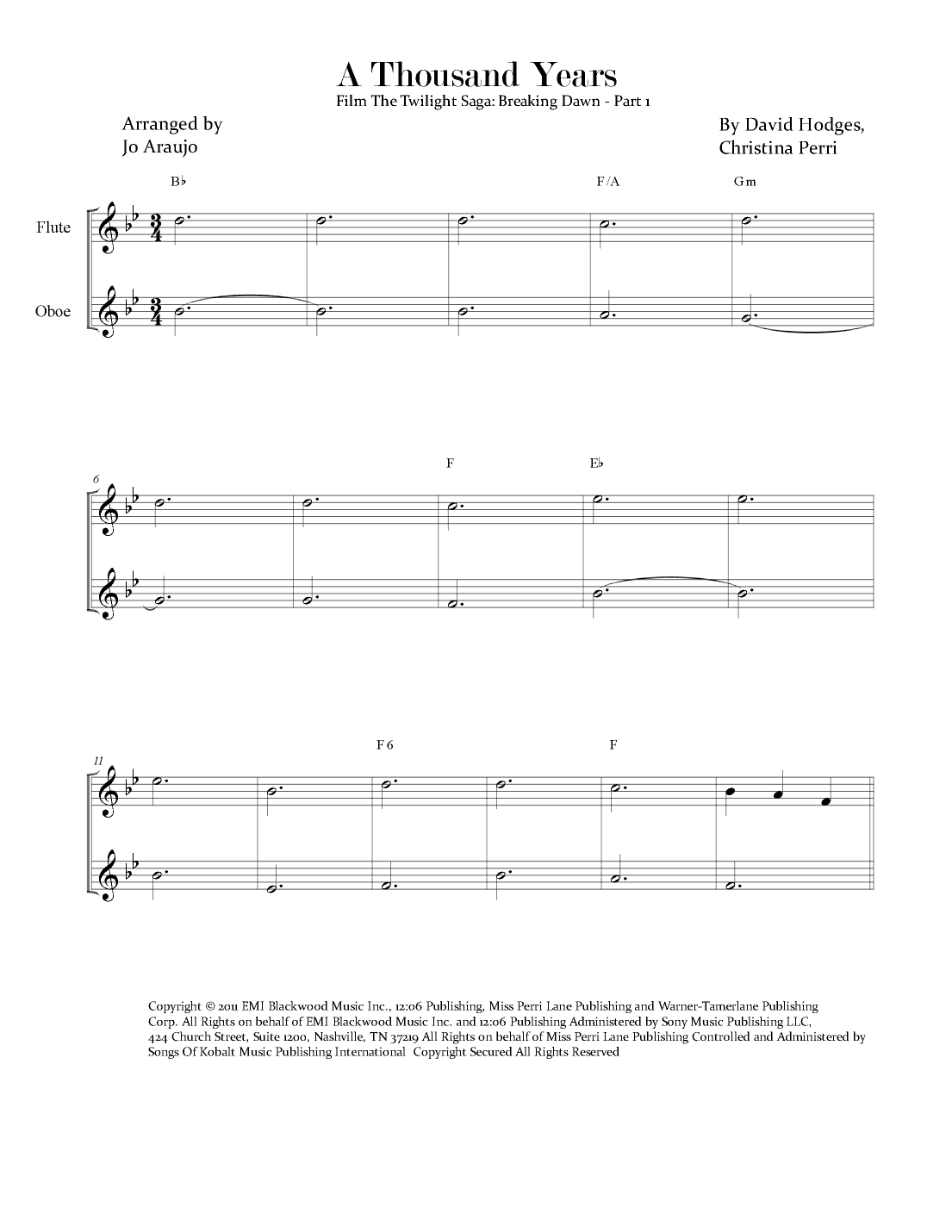 A Thousand Years (arr. Jo Araujo)