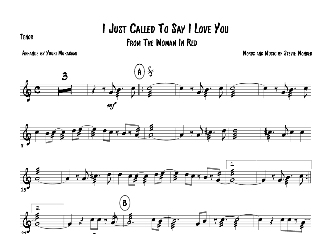 I Just Called To Say I Love You (arr. Yuuki Murakami)